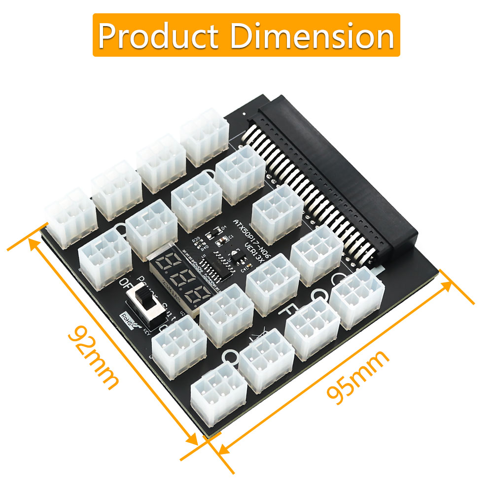 PCI-E 12V 50Pin to ATX 17 x 6P - 2400W Server Psu Breakout Board recension och pris