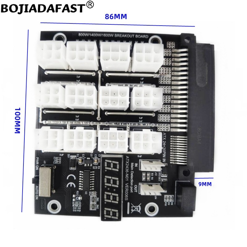 12 Ports PCIe 6Pin Connector B - 2400W Server Psu Breakout Board recension och pris